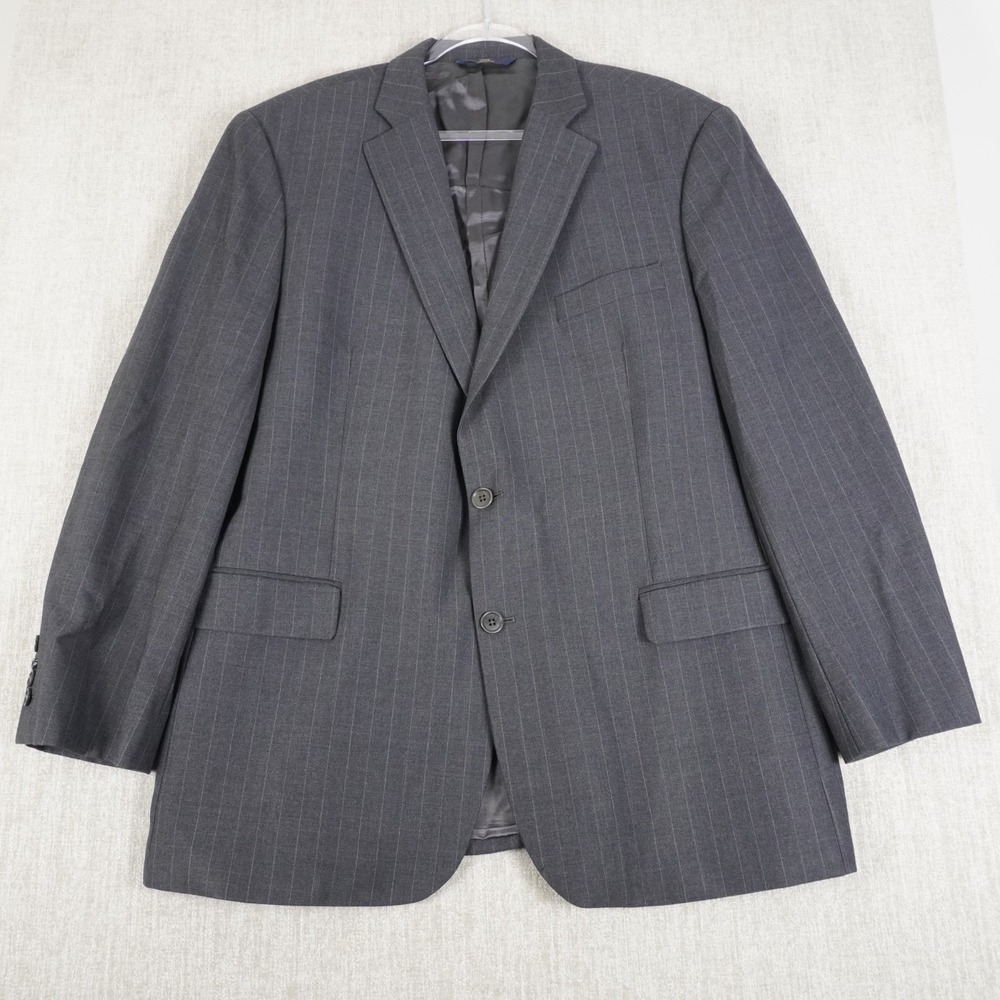 Brooks Brothers 346 Stretch Wool Black Men's 2-Button 46R Blazer Pinstriped